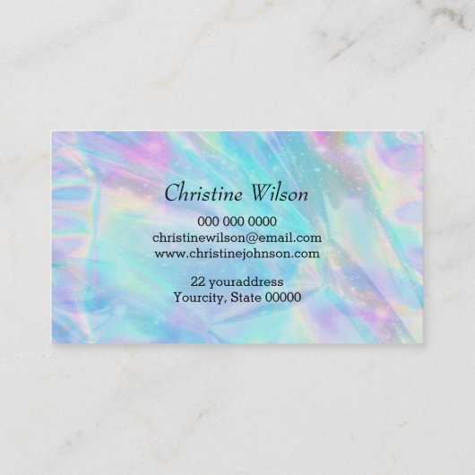 faux iridescent effect hairstylist scissers visitekaartje (Achterkant)