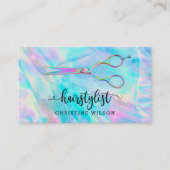 faux iridescent effect hairstylist scissers visitekaartje (Voorkant)