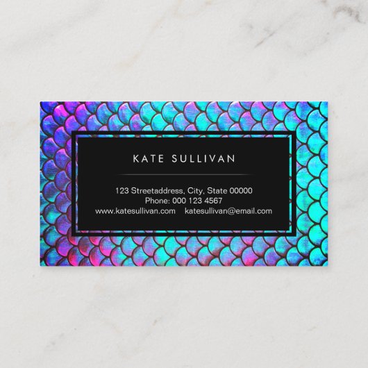 faux iridescent effect mermaid design visitekaartje (Achterkant)