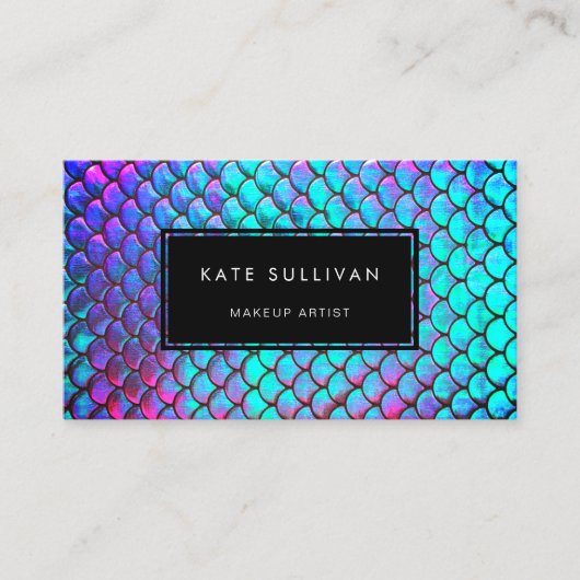 faux iridescent effect mermaid design visitekaartje (Voorkant)
