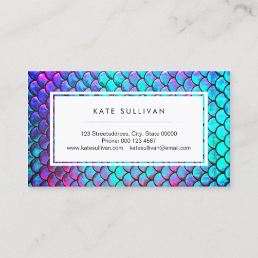 faux iridescent effect mermaid scale visitekaartje (Achterkant)