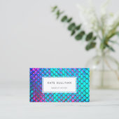 faux iridescent effect mermaid scale visitekaartje (Staand voorkant)