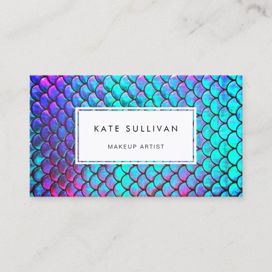 faux iridescent effect mermaid scale visitekaartje (Voorkant)