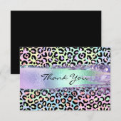 Faux Iridescent Folie Brush Stroke Rainbow Leopard Bedankkaart (Voorkant / Achterkant)
