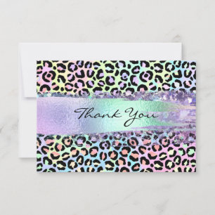 Faux Iridescent Folie Brush Stroke Rainbow Leopard Bedankkaart