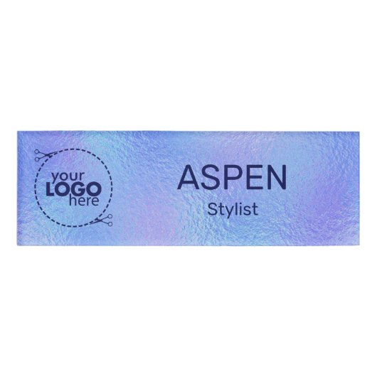 Faux Iridescent Folie Logo Naam Tag (Voorkant)