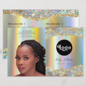 Faux Iridescent glitter folie bivoudig brochure (Voorkant / Achterkant)