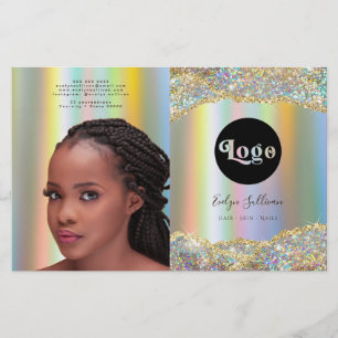 Faux Iridescent glitter folie bivoudig brochure