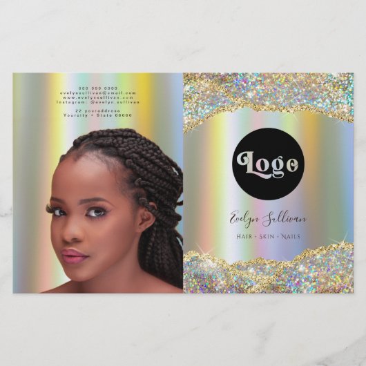 Faux Iridescent glitter folie bivoudig brochure (Voorkant)