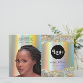 Faux Iridescent glitter folie bivoudig brochure (Staand voorkant)