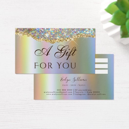 Faux Iridescent Gold glitter sequive-cadeaukaart Visitekaartje (Bureau)