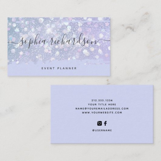Faux Iridescent look | Paars met Trendy Script Visitekaartje (Voorkant / Achterkant)