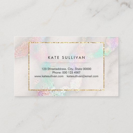 faux iridescent marble effect visitekaartje (Achterkant)