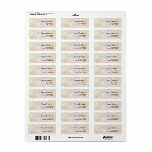 faux iridescent opal achtergrondlabels etiket (Full Sheet)