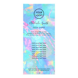 faux iridescent opal aqua reclamekaart