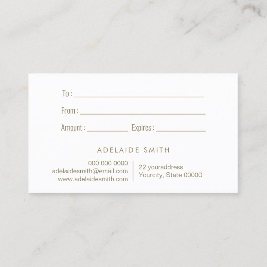Faux Iridescent Opal Cadeaubon Visitekaartje (Achterkant)