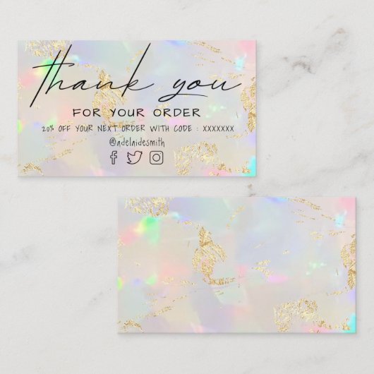 faux iridescent opal dank u visitekaartje (Voorkant / Achterkant)