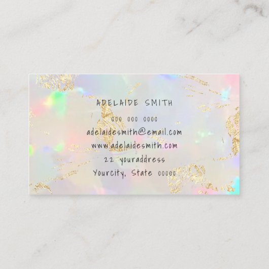 faux iridescent opal design loyalty visitekaartje (Achterkant)