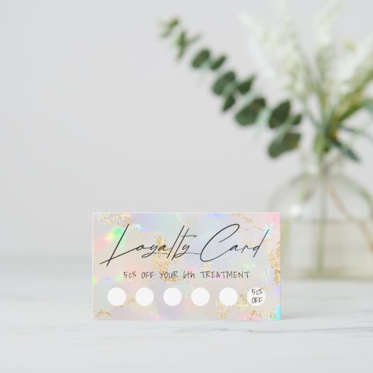 faux iridescent opal design loyalty visitekaartje (Staand voorkant)