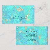 FAUX Iridescent opal geïnspireerd blauw groen Visitekaartje (Voorkant / Achterkant)