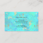 FAUX Iridescent opal geïnspireerd blauw groen Visitekaartje (Achterkant)