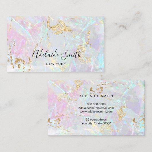 FAUX Iridescent opal inspire textuur Visitekaartje (Voorkant / Achterkant)