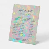 faux iridescent opal price list reclamebord met voetstuk (Voorkant)