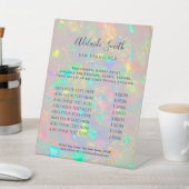 faux iridescent opal price list reclamebord met voetstuk (Insitu)