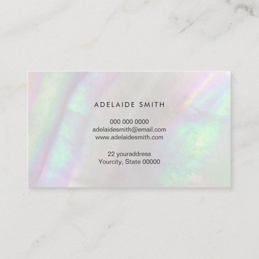 faux iridescent shell visitekaartje (Achterkant)