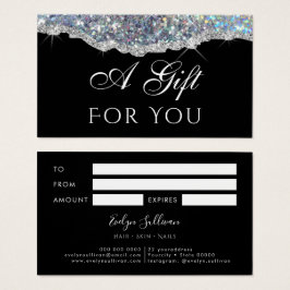 Faux Iridescent Silver Glitter Sequin-cadeaukaart Visitekaartje