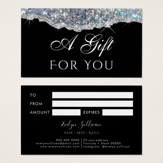 Faux Iridescent Silver Glitter Sequin-cadeaukaart Visitekaartje (Voorkant /achterkant)