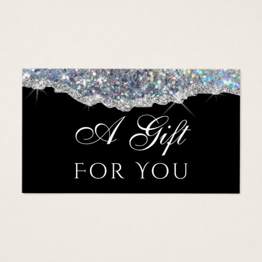 Faux Iridescent Silver Glitter Sequin-cadeaukaart Visitekaartje (Voorkant)