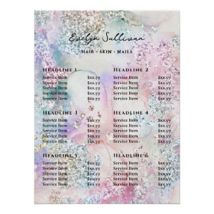 Faux Iridescent Waterverf Glitter prijslijst Perfect Poster