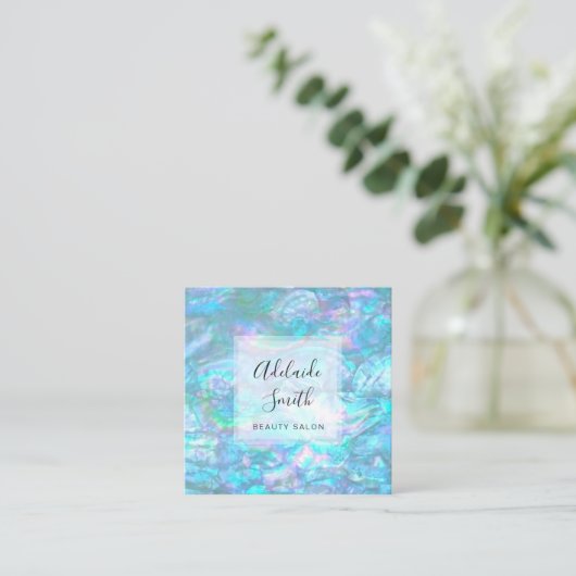 FAUX-iriscerende shell textuur Vierkante Visitekaartje (Staand voorkant)