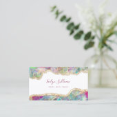 Faux iriserend aquamarijn opaal visitekaartje (Staand voorkant)