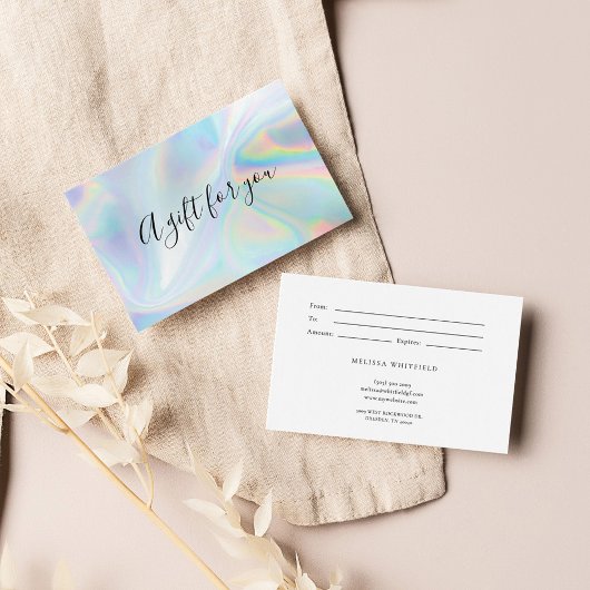 Faux iriserend blauw holografisch cadeau Kaart