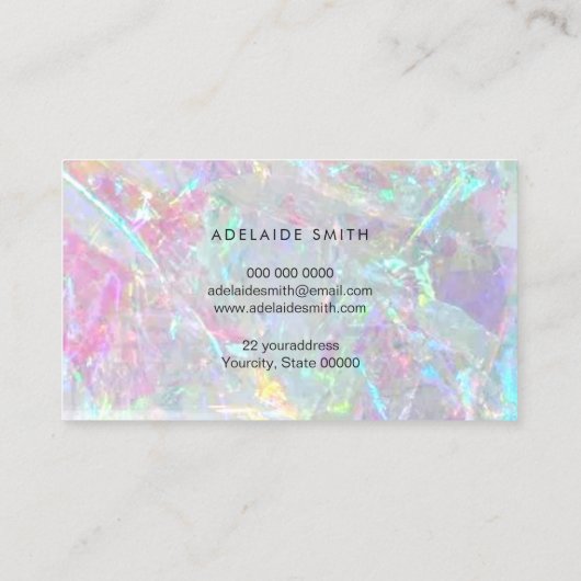 FAUX iriserend kristal Visitekaartje (Achterkant)