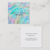 faux iriserend marmer FAUX glitter details Vierkante Visitekaartje (Voorkant / Achterkant)