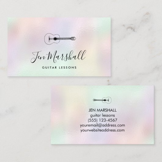 FAUX iriserende achtergrondgitarist Visitekaartje (Voorkant / Achterkant)