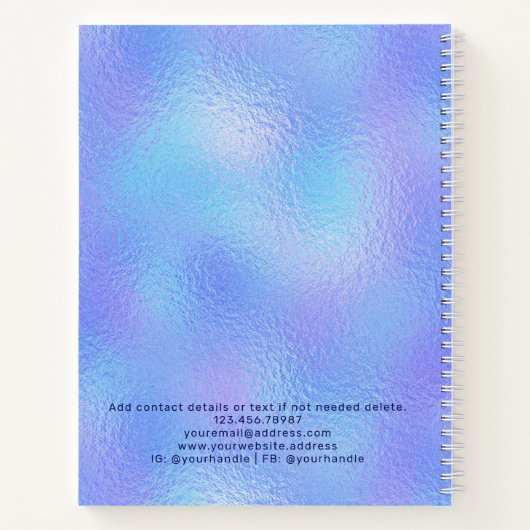 Faux iriserende Folie Elegant Logo Notitieboek (Achterkant)