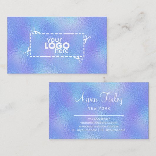 Faux iriserende Folie Elegant Logo Visitekaartje (Voorkant / Achterkant)