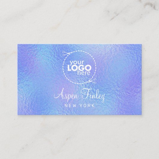Faux iriserende Folie Elegant Logo Visitekaartje (Voorkant)