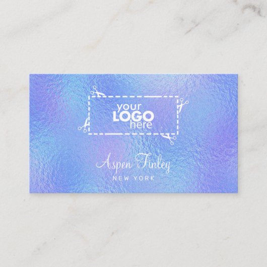 Faux iriserende Folie Elegant Logo Visitekaartje (Voorkant)