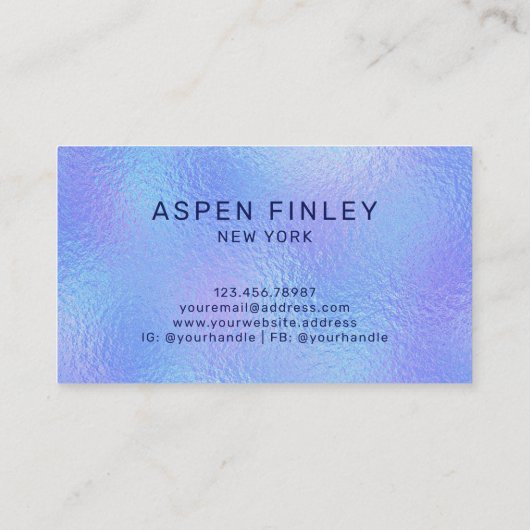 Faux iriserende Folie Elegant Visitekaartje (Achterkant)