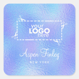 Faux iriserende Folie Elegante Logo Square Sticker