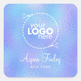 Faux iriserende Folie Elegante Logo Square Sticker