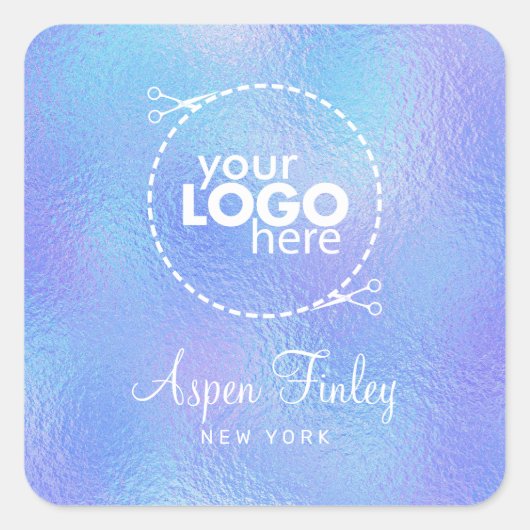 Faux iriserende Folie Elegante Logo Square Sticker (Voorkant)