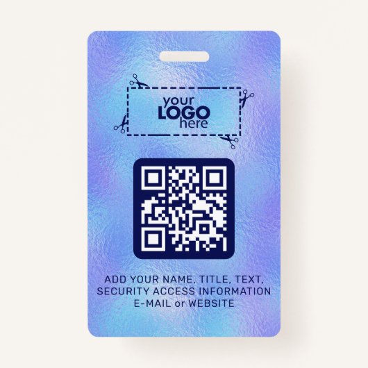 Faux iriserende Folie Logo QR-code badge (Voorkant)