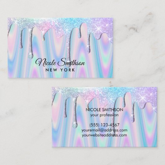 faux iriserende glitter design visitekaartje (Voorkant / Achterkant)