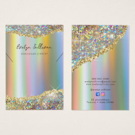 Faux iriserende glitter folie ketting display kaar visitekaartje
